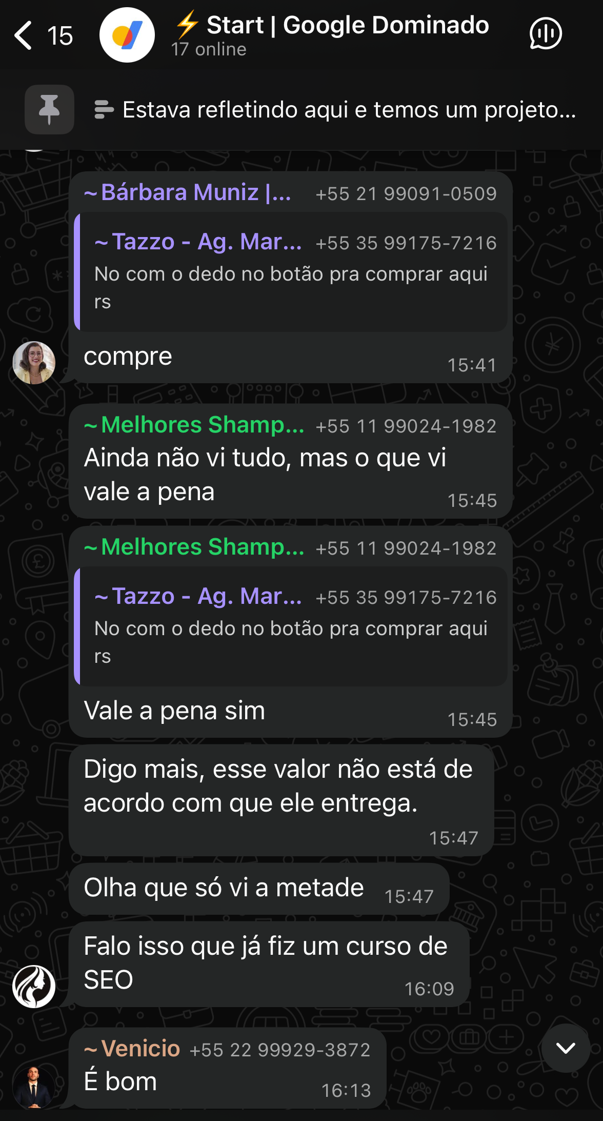 Depoimento de aluno sobre resultado com SEO local