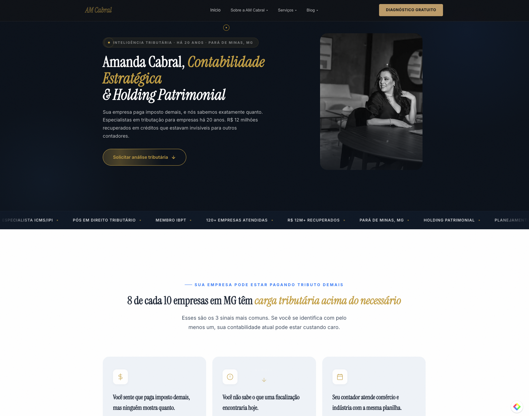 Site Amanda Cabral — contadora tributária MG