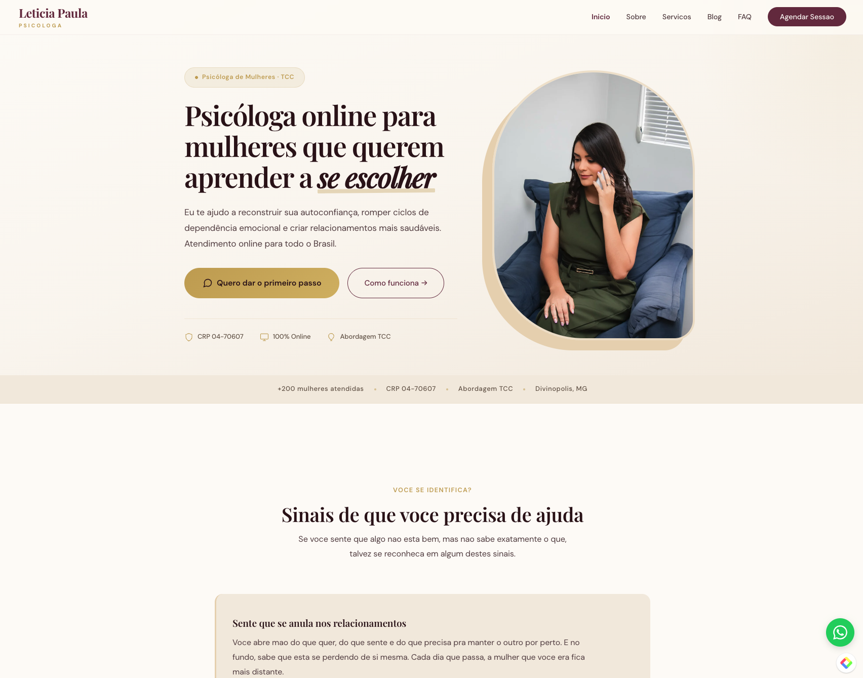 Site Letícia Paula — psicóloga Divinópolis MG