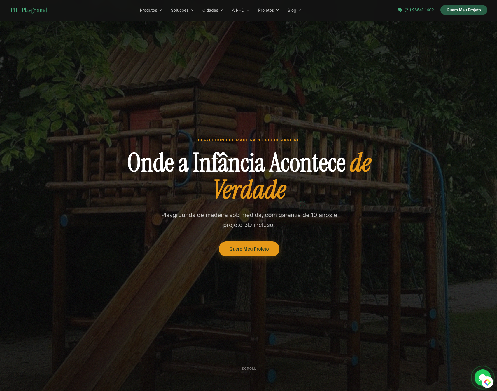 Site PHD Playground — playground de madeira RJ